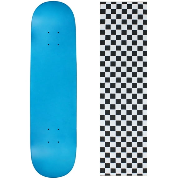 BLANK SKATEBOARD DECK - NEON BLUE - 8.25" Checker White Grip