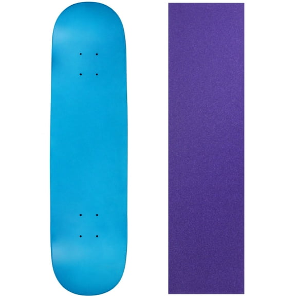 BLANK SKATEBOARD DECK - NEON BLUE - 8.25" Purple Grip