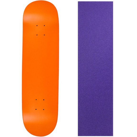 BLANK SKATEBOARD DECK - NEON ORANGE - 8.25" Purple Grip