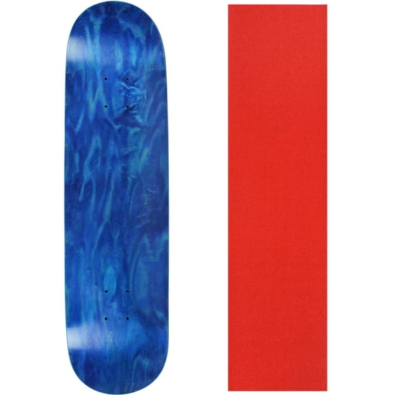 BLANK SKATEBOARD DECK - STAINED BLUE - 8.5" Red Grip