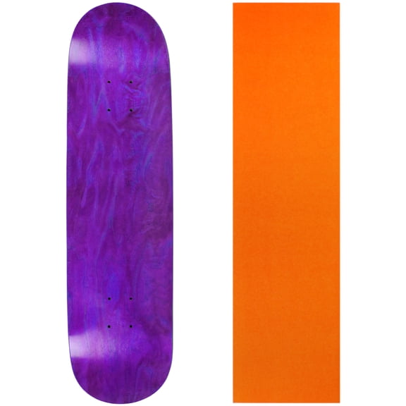 BLANK SKATEBOARD DECK - STAINED PURPLE - 8.25" Orange Grip