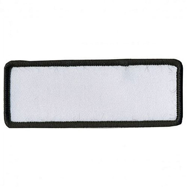 BLANK WHITE with BLACK TRIM, Saw-On Rayon PATCH - 4 x 1.5, Exceptional  Quality 