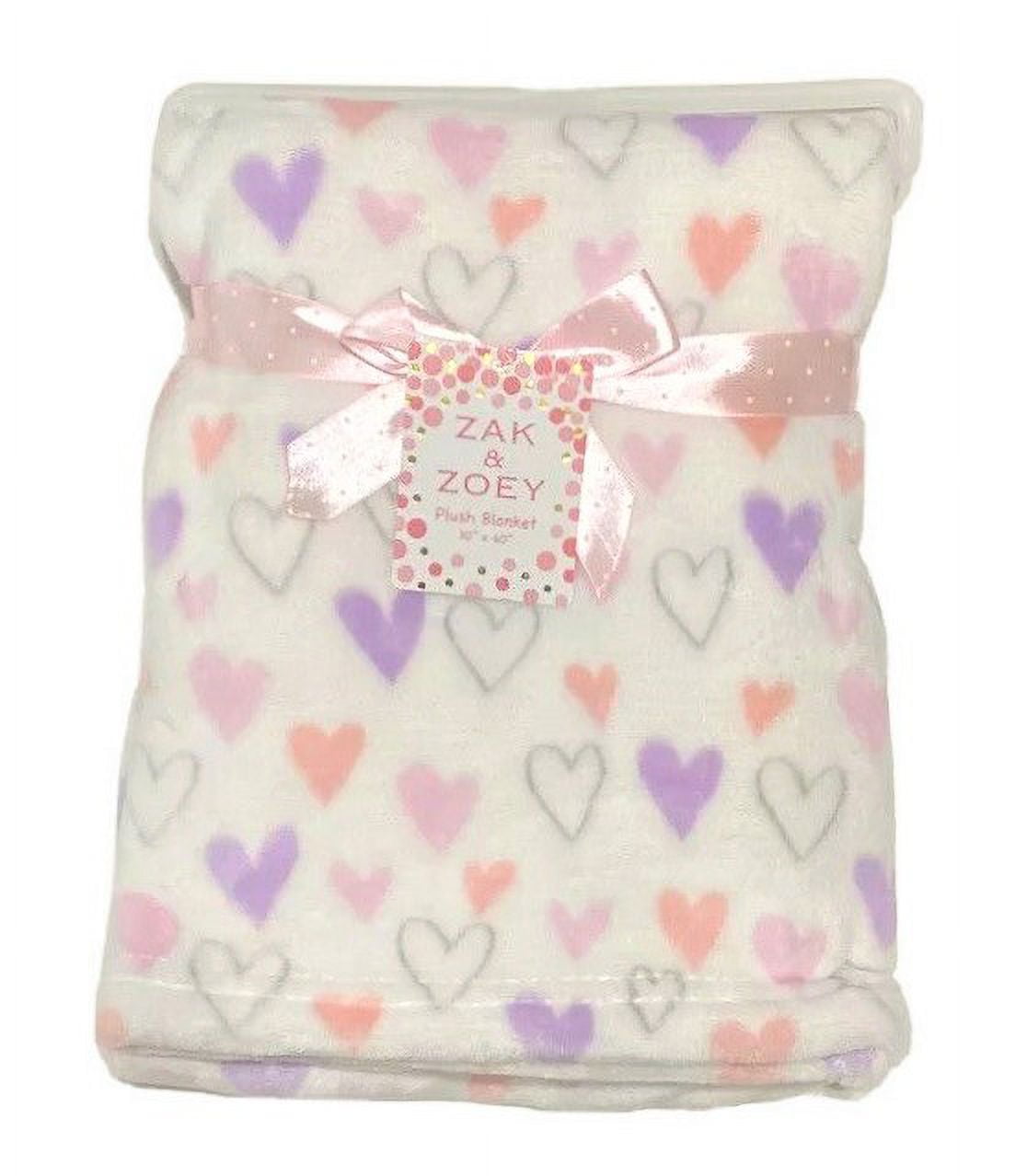 BLANKET PLUSH ZAK & ZOEY GIRLS MULTI HEARTS BABY TODDLER CRIB