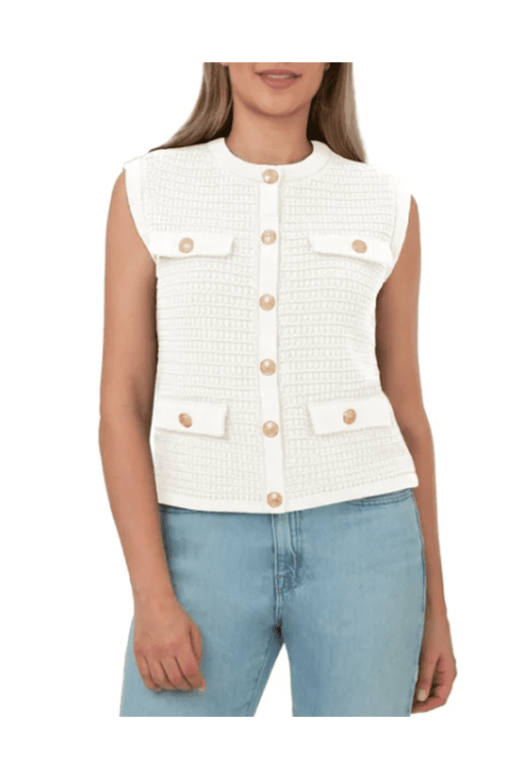 BLANKNYC Women's Sweater Vest Cream Large