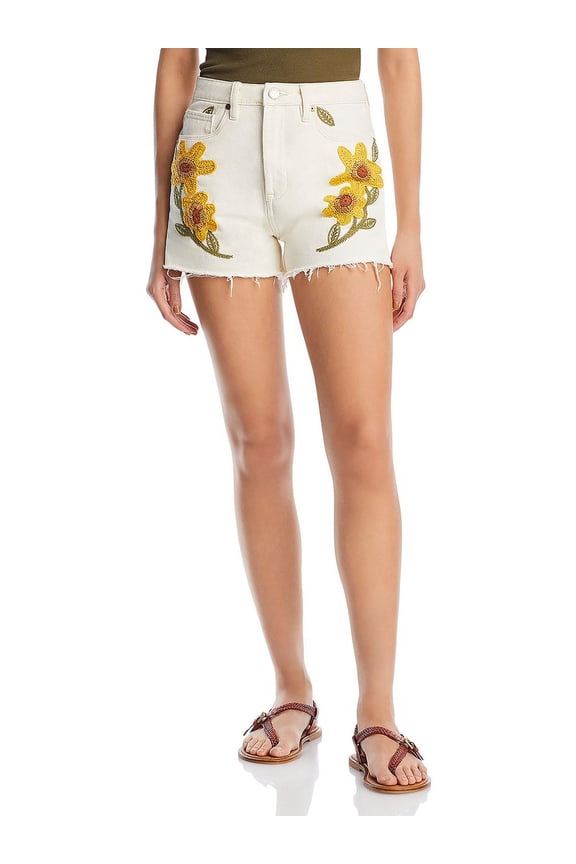 [BLANKNYC] Womens Embroidered High Rise Denim Shorts