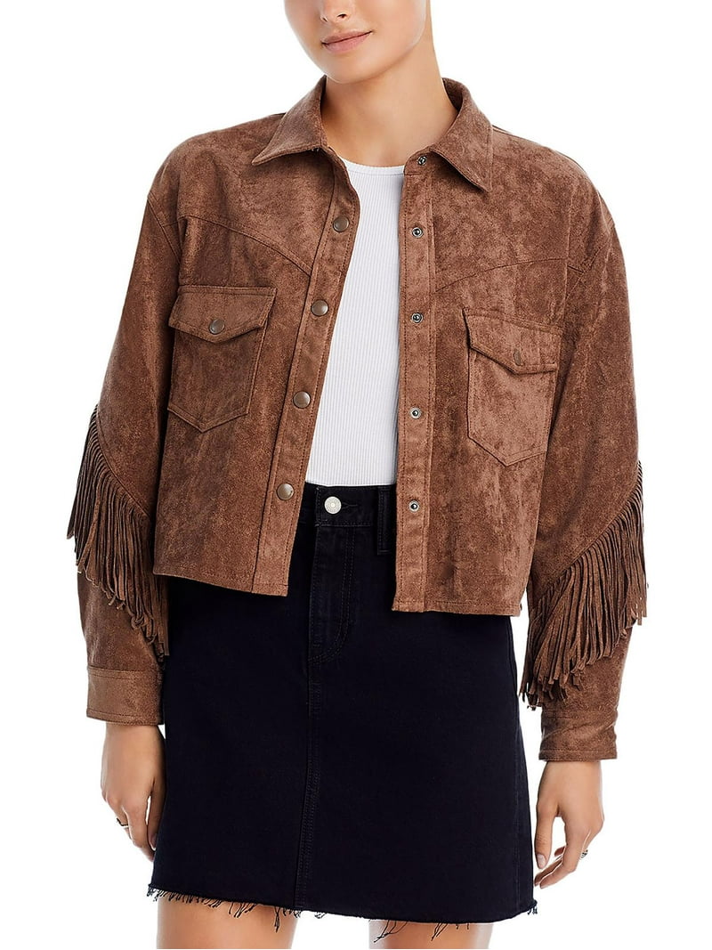 (取寄) ブランクニューヨーク レディース フォー スエード フリンジ シャツ ジャケット イン ホット ココア Blank NYC women Faux Suede Fringe Shirt Jacket in Hot Cocoa Hot Cocoa Blanknyc Women's Faux Suede Fringe Jacket - 62EG5628-BWN US