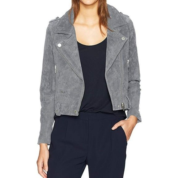 Blank NYC womens  Suede Moto Jacket, xs, Grey