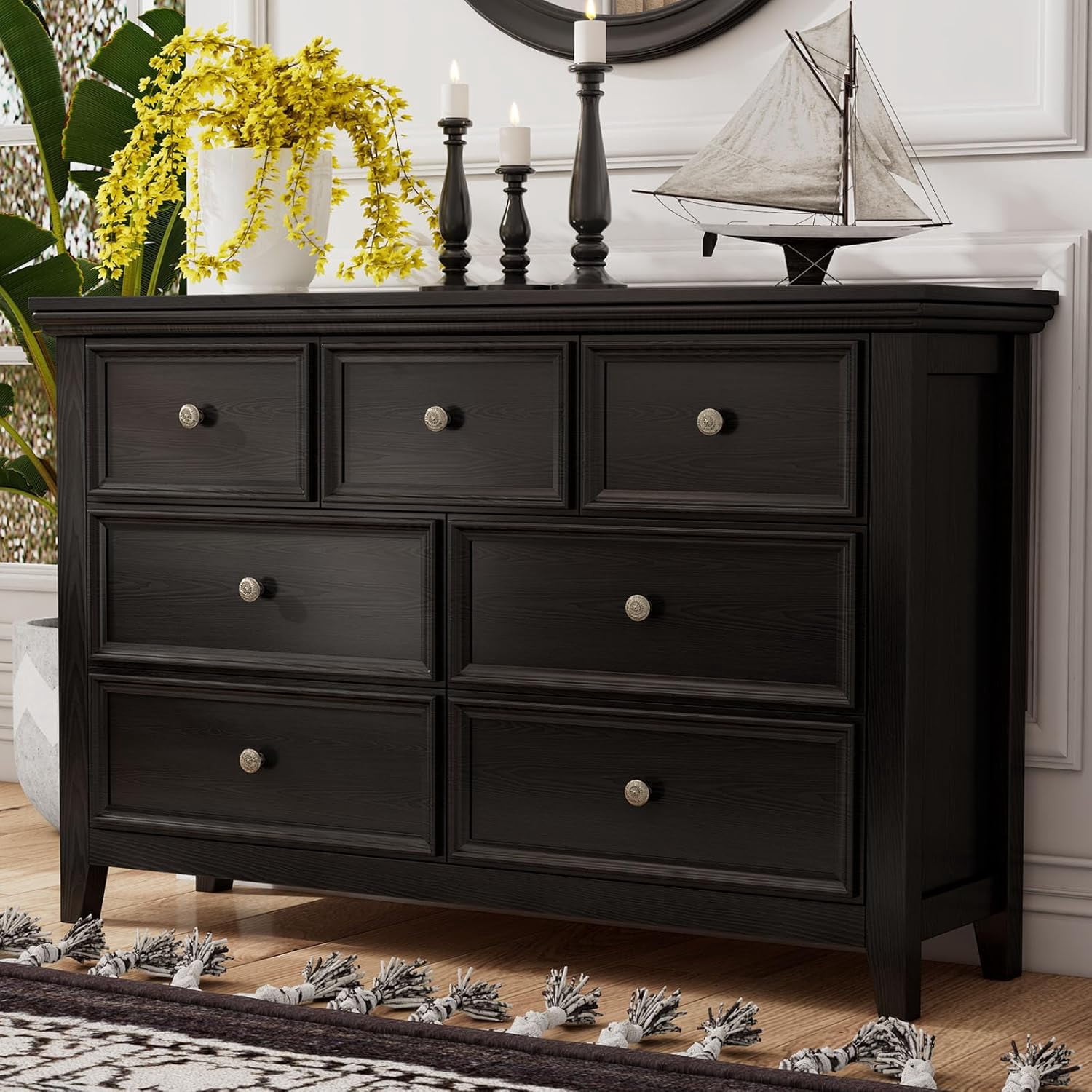 BLANKSPACE Black Dresser, Modern Dresser for Bedroom, 7 Chest Drawer ...