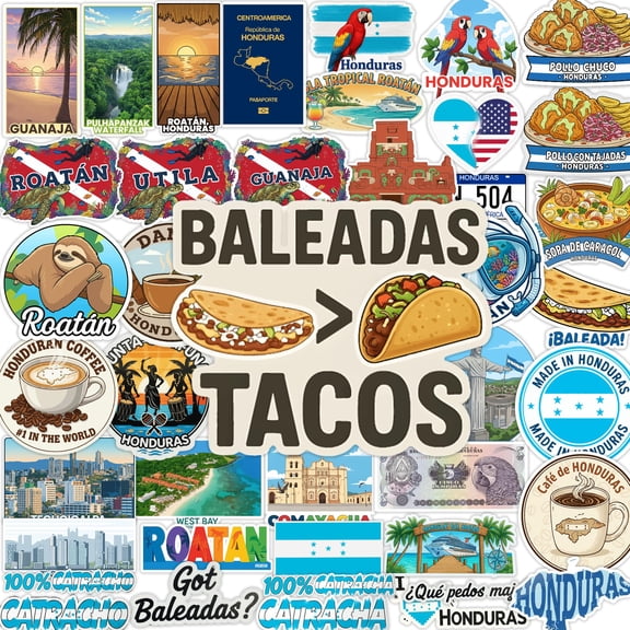 BLAUBECK Honduras Stickers 43 Pack, Roatan and Bay Islands Souvenir Vinyl Decals