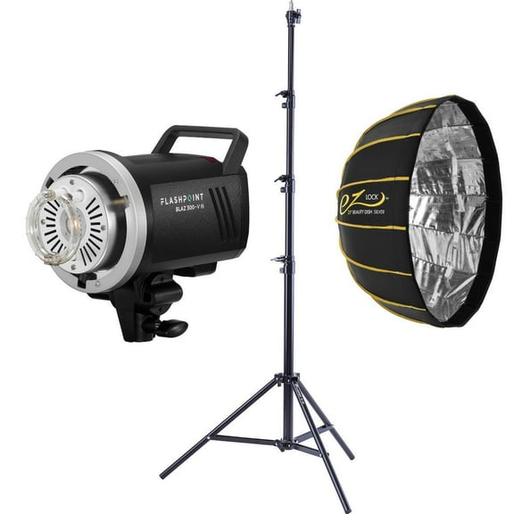 Flashpoint BLAZ 300-V 300Ws R2 Studio Monolight Flash Kit with Stand and Beauty Dish