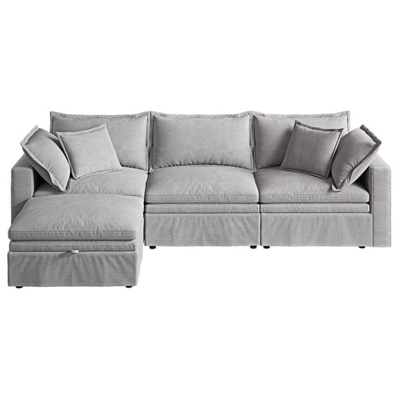 COPIAE 114" Cloud Couch, Oversized Modular Comfy Sofa for Living Room, L Shaped Sectional Couches with Detachable Sofa Cover, Storage Ottoman