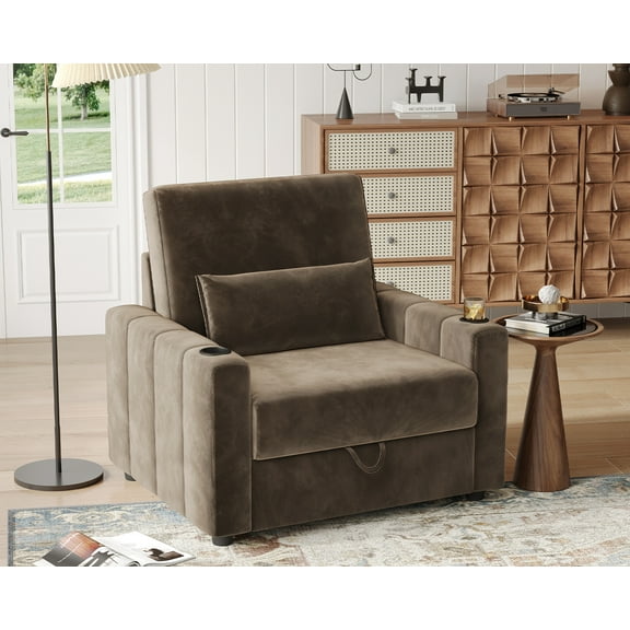 BLAZANT 39” Accent Chair, Single Sofa Couch with Storage, Modern Piano Design Armchair with USB& Type-C Ports, Deep Small Couch for Small Spaces, Living room