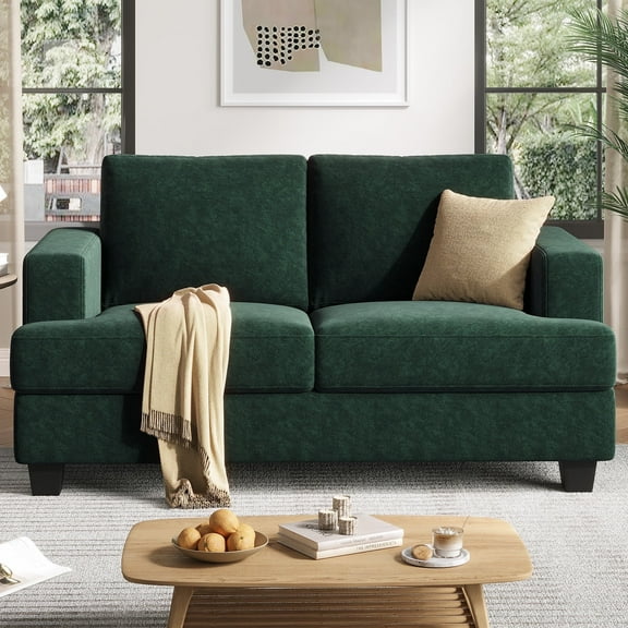 BLAZANT 63” Small Couches for Living Room, High Resilience Loveseat Sofa, Linen Fabric 2 Seat Sofa Couch with Wooden Frame& Upholstered Cushion, Modern Deep Seat Sofa for Bedroom Office