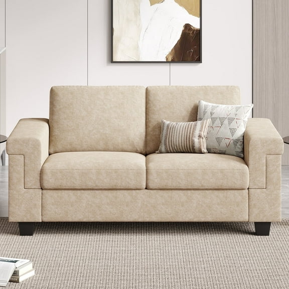 COPIAE 64.2” Small Couches for Living Room, High Resilience Loveseat Sofa, Velvet Fabric 2 Seat Sofa Couch with Wooden Frame& Upholstered Cushion, Modern Deep Seat Sofa for Bedroom Office