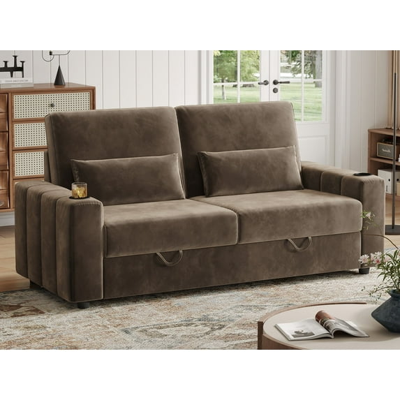 BLAZANT 75” Large Loveseat Sofa, 2 Seater Couch with Storage, Deep Seat Sofa with USB& Type-C Ports, Home Sofa Couch for Living Room Bedroom