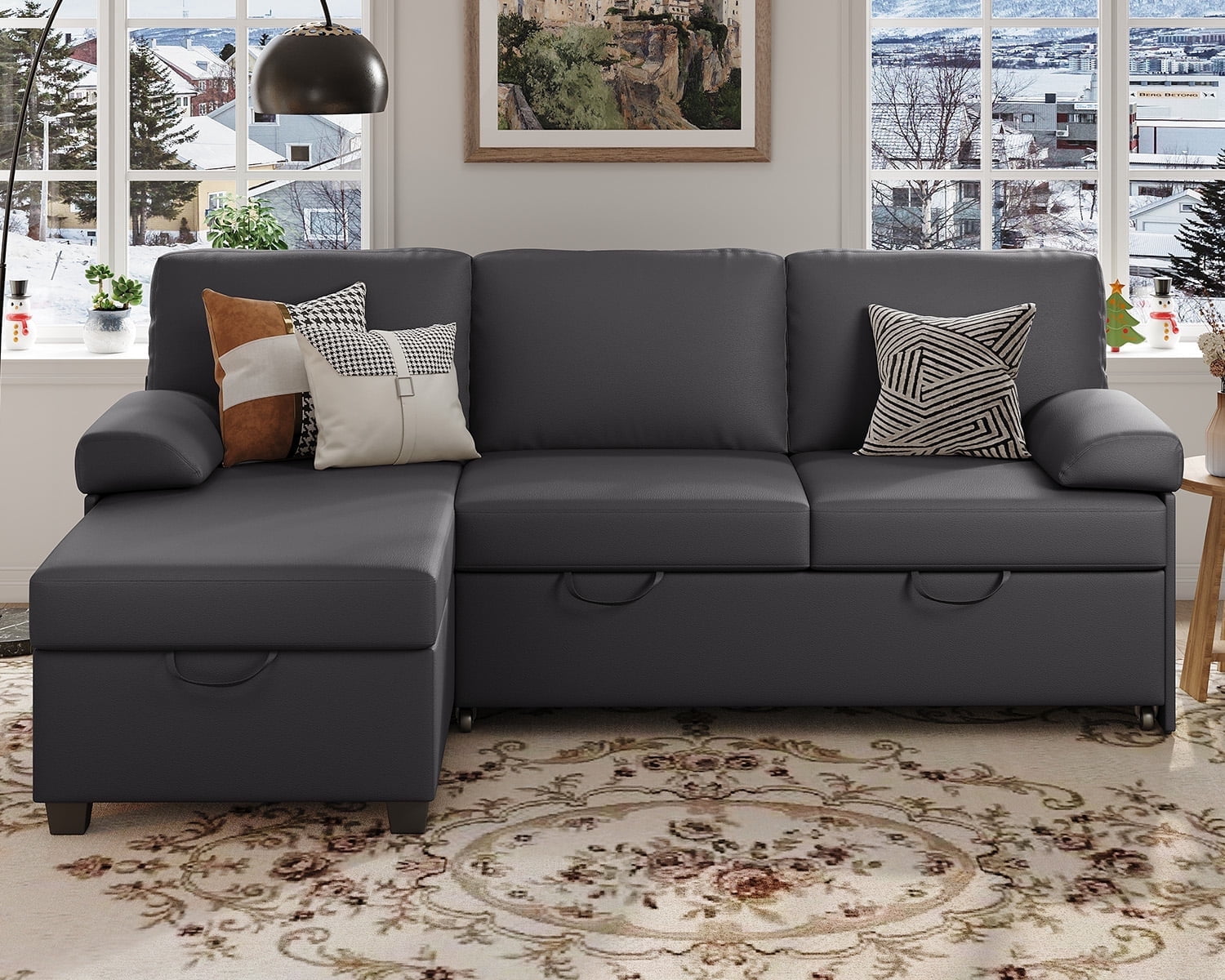 COPIAE 80” L Shaped Sofa Sleeper, 2 in 1 Pull Out Sofa Bed with ...