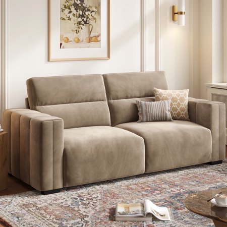 COPIAE 82” Velvet Loveseat Sofa, Comfy Deep Seat Sofa with Soft Cushion, Modern 2-Seater Couch with Piano Design Armrest& Ergonomic Backrest, Home Sofa Couch for Living room Bedroom