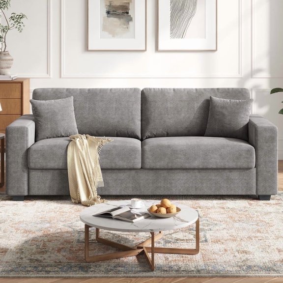 BLAZANT 87.5 Inch Sofa with Extra Deep Seats Oversize, Linen Fabric 2 Seater Sofa for Living Room,Modern Couch and Loveseat, Comfy Armrests and Seats and Backrests, Easy Installation,Gray