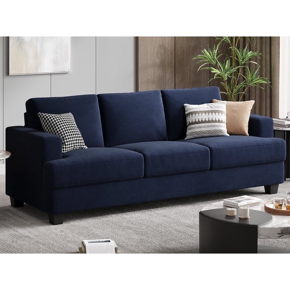 BLAZANT 89" Sofa Couch, 3 Seater Sofa with Suppleness Armrests, Corduroy Fabric Deep Seat Sofa with Upholstered Cushion& Backrests, Modern Comfy Couch for Living Room Apartment Office