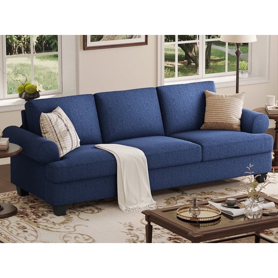 COPIAE 91 Inch Lawson Sofa with Extra Deep Seats Oversize, 3-Seat Sofa Couch, Couches for Living Room, Mid-Century Modern, Apartment Lounge, Blue Sofas for Living Room