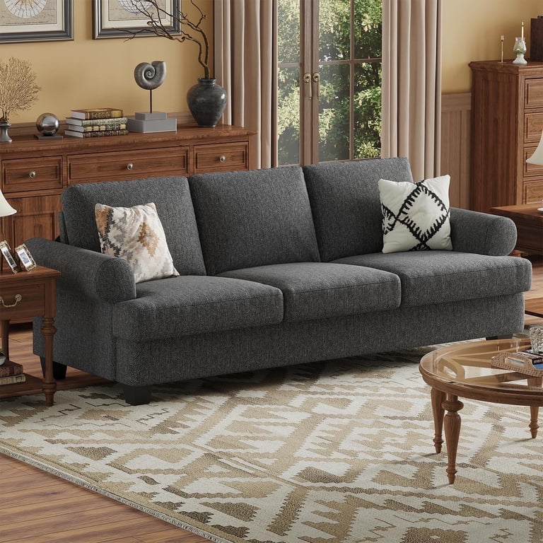 COPIAE 91 Inch Lawson Sofa with Extra Deep Seats Oversize, 3-Seat Sofa Couch, Couches for Living Room, Mid-Century Modern, Apartment Lounge, Red Sofas for Living Room