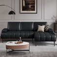 thumbnail image 1 of BLAZANT 94.5" L Shape Sofa, Faux Leather Sectional Sofa with Chaise, Oversized Cloud Couch with Removable Armrest Bags& Metal High Feet, Modern Piano Design L Shape Couches for Living Room, 1 of 6