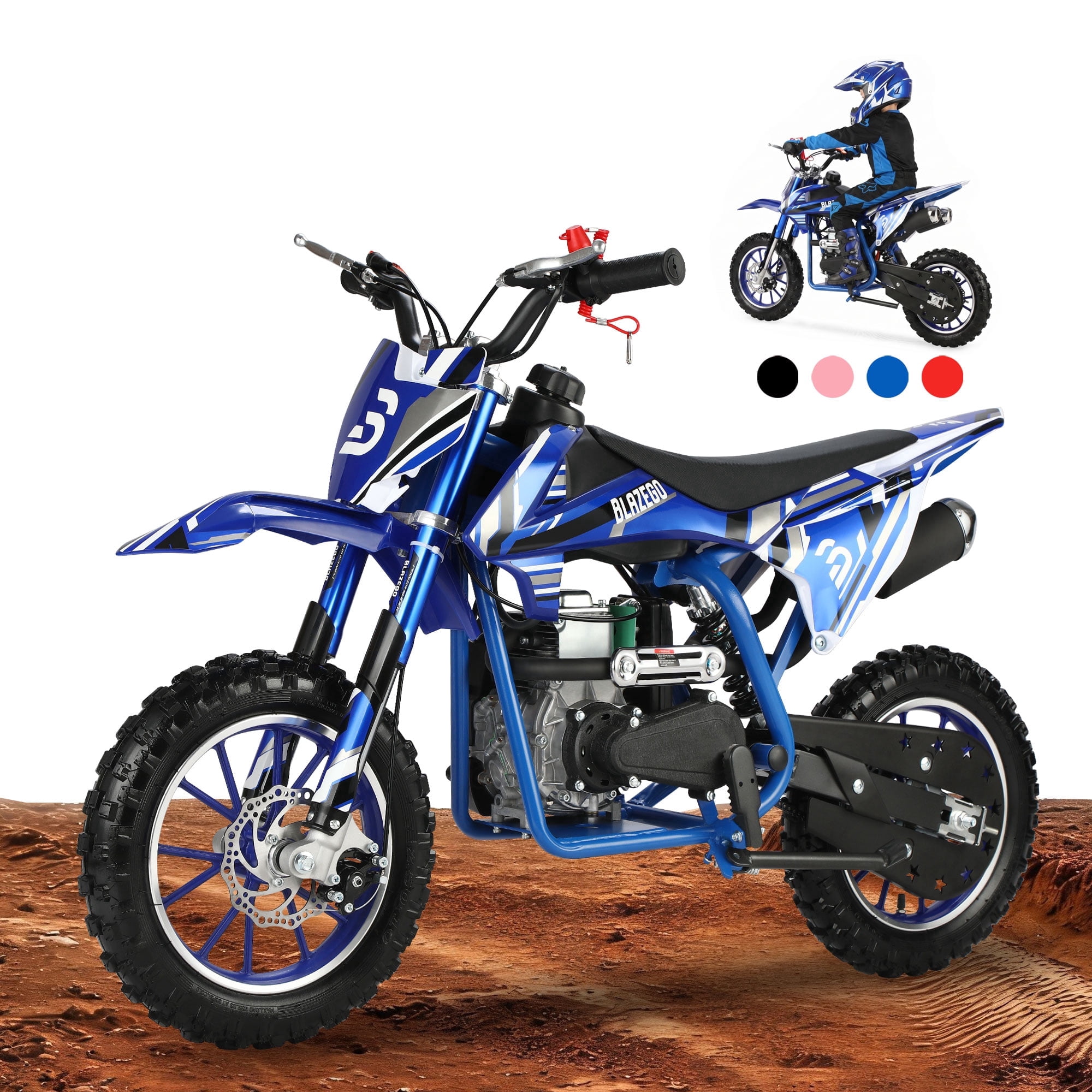 BLAZEGO 50cc Kids Dirt Bike, 4-Stroke Gas Dirt Bike for Kids 8-14 with ...