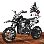 BLAZEGO 50cc Kids Dirt Bike, 4-Stroke Gas Dirt Bike for Kids 8-14 with 2.5-10" Off Road Tires, Mini Pit Bike 25MPH & 18.8 Miles Long Range with Front and Rear Suspension & Dual Disc Brakes, Black