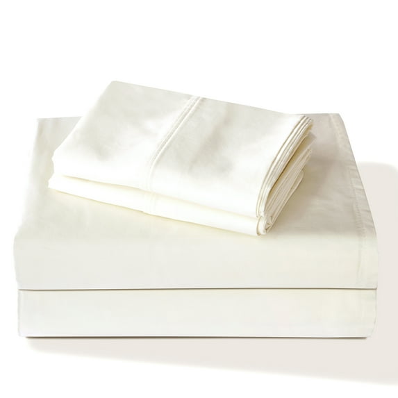 BLC Full 100% Cotton Percale Sheet Set 4 piece Hotel Quality Sheets Beige color 300 Thread Count Soft Cotton Deep Pocket up to 15-inch Fade and Shrink Resistant