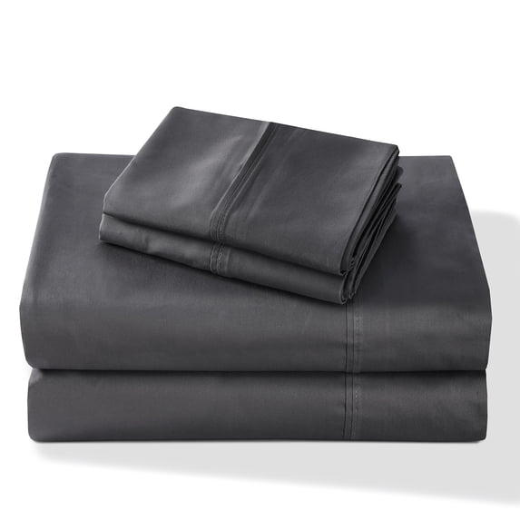 BLC Queen 100% Cotton Percale Sheet Set 4 piece Hotel Quality Sheets Gray color 300 Thread Count Soft Cotton Deep Pocket up to 15-inch Fade and Shrink Resistant