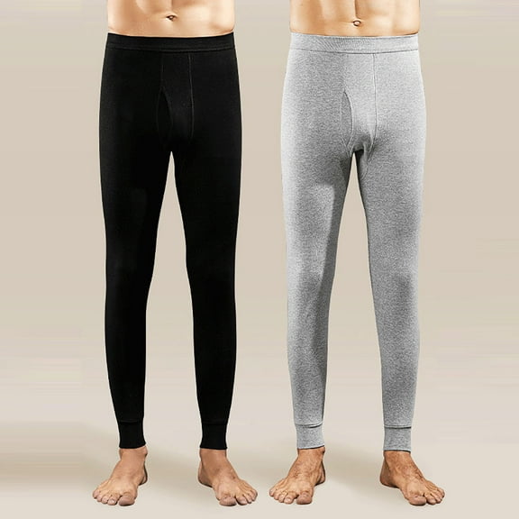BLCHUNen 2 Pack Thermal Underwear for Men Pants Long Johns Bottoms Base Layer Cold Weather Fleece Lined Leggings(M-4xl)