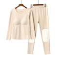 thumbnail image 1 of BLCHUNen 2 Piece Pajamas Outfits for Women Long Sleeve Tops with Bra Casual Lightweight Crew Neck Pullover Loungewear Sets, 1 of 3
