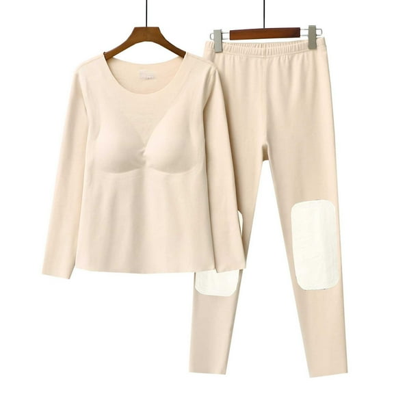 BLCHUNen 2 Piece Pajamas Outfits for Women Long Sleeve Tops with Bra Casual Lightweight Crew Neck Pullover Loungewear Sets