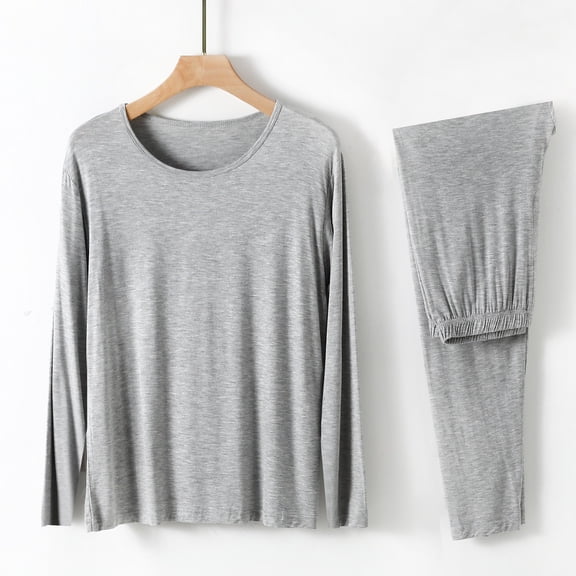 BLCHUNen 2 Piece Pajamas Sets for Men Long Sleeve Crew Neck Pullover Casual Lightweight Comfy Nightwear Outfits