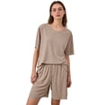 thumbnail image 1 of BLCHUNen 2 Piece Pajamas Sets for Women Short Sleeve Casual Lightweight Loose Breathable Home Lounge Nightwear Outfits, 1 of 7