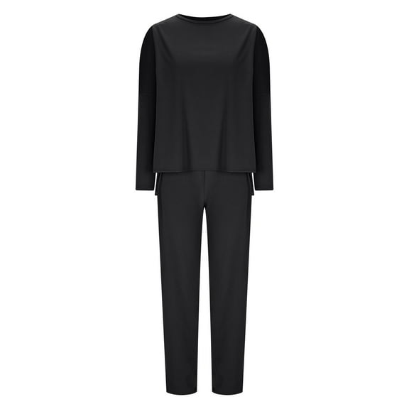 BLCHUNen 2 Piece Sets for Women Long Sleeve Crew Neck Sweatshirts and Loose Casual Pants Workout Sweatsuits Sets with Multi Pocket