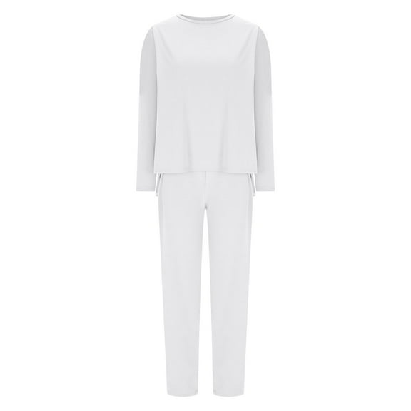 BLCHUNen 2 Piece Sets for Women Long Sleeve Crew Neck Sweatshirts and Loose Casual Pants Workout Sweatsuits Sets with Multi Pocket