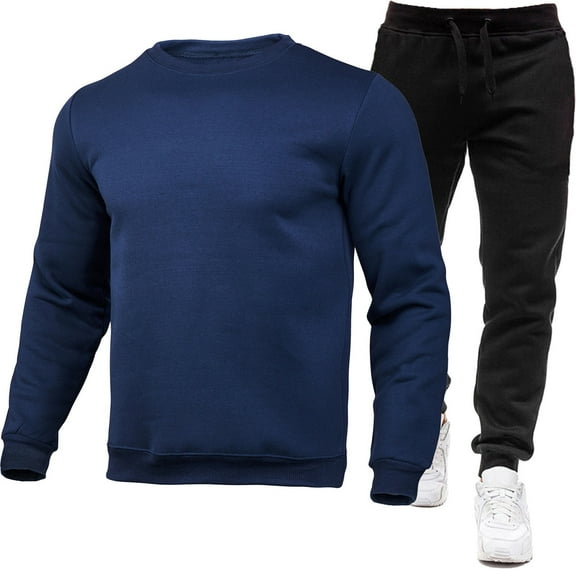 BLCHUNen 2 Piece Sweatsuits Sets for Men Casual Long Sleeve Crew Neck Pullover Lightweight Breathable Workout Tracksuits Outfits