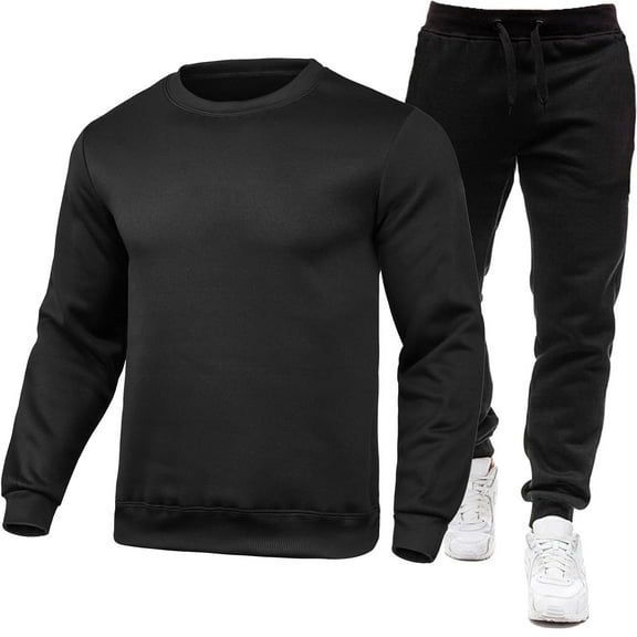 BLCHUNen 2 Piece Sweatsuits Sets for Men Casual Long Sleeve Crew Neck Pullover Lightweight Breathable Workout Tracksuits Outfits