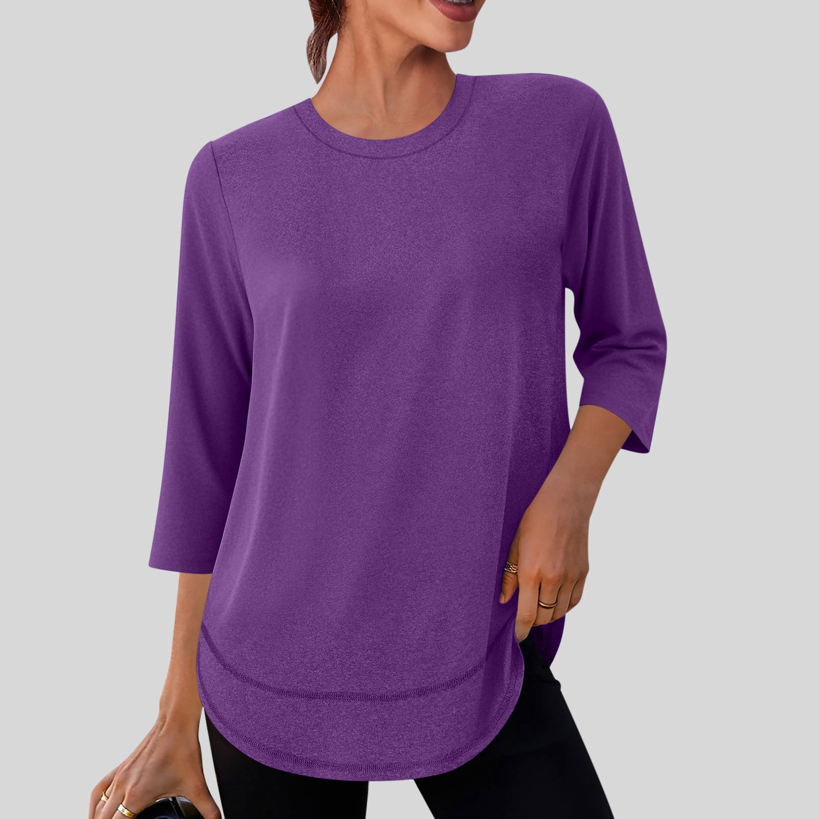 BLCHUNen 3/4 Sleeve Shirts for Women Crew Neck Pullover Lightweight ...