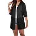 thumbnail image 1 of BLCHUNen 3/4 Sleeve Tops for Women Lace Cardigan Breathable Lightweight Quick Drying Sleep Nightwear Pajama Casual Terndy Blouses, 1 of 6