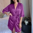 thumbnail image 1 of BLCHUNen 3 Pc Nightgowns for Women 3/4 Sleeve Cardigan Tie Lightweight Home Loungewear Comfy Bathrobes Pajamas, 1 of 2