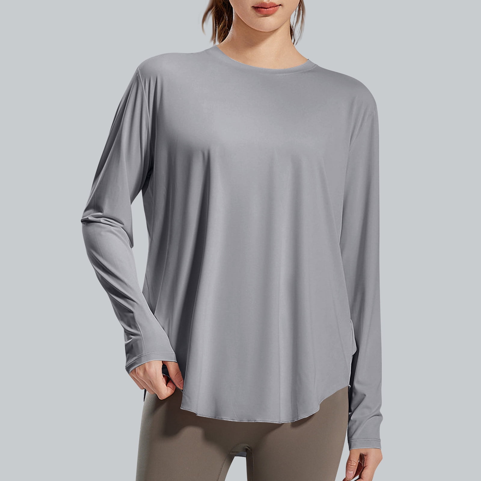 BLCHUNen Athletic Shirts for Women Long Sleeve Fall Shirts Trendy Loose ...