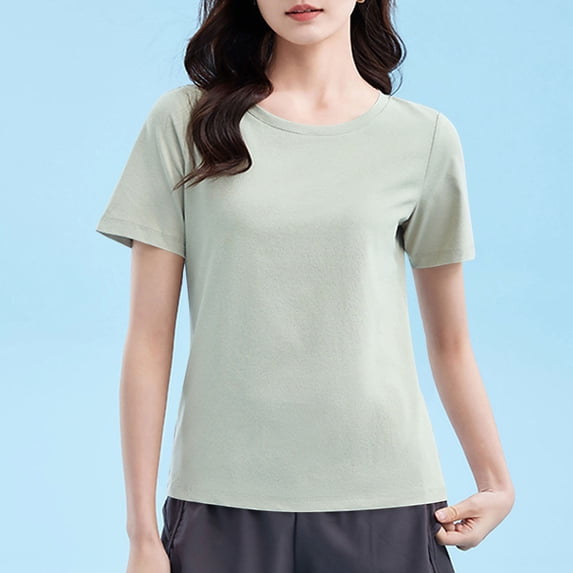 BLCHUNen Athletic Shirts for Women Short Sleeve Crew Neck Pullover Casual Lightweight Loose Breathable Sports Gym Workout Tops