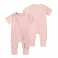 thumbnail image 1 of BLCHUNen Baby Bodysuits Cotton Full Zip up Crew Neck Cardigan Trendy Crawling Suits Lightweight Home Lounge Sleep Casual Rompers for 0-24 Months, 1 of 9