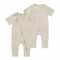 thumbnail image 1 of BLCHUNen Baby Bodysuits Cotton Full Zip up Crew Neck Cardigan Trendy Crawling Suits Lightweight Home Lounge Sleep Casual Rompers for 0-24 Months, 1 of 9