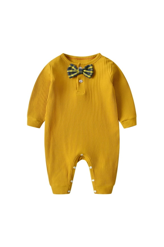 Baby Bodysuits Long Sleeve Crew Neck Lightweight Stretch Casual Lounge Home Nightwear Trendy Fall Jumpsuits for Infants