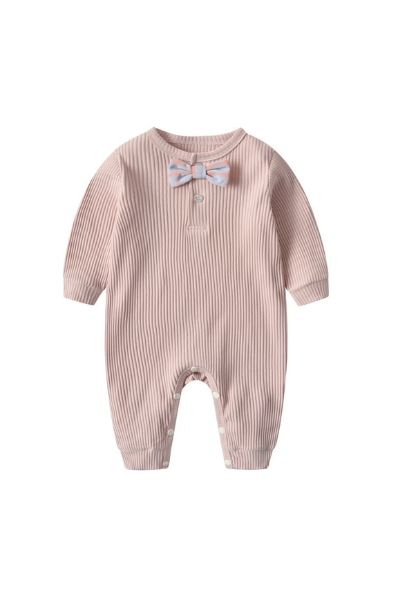 Baby Bodysuits Long Sleeve Crew Neck Lightweight Stretch Casual Lounge Home Nightwear Trendy Fall Jumpsuits for Infants