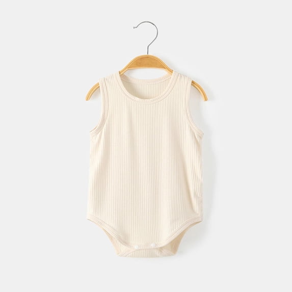 BLCHUNen Baby Bodysuits Sleeveless Crew Neck Stretch Lightweight Lounge Casual Sleep Nightwear Trendy Summer Rompers for Infants