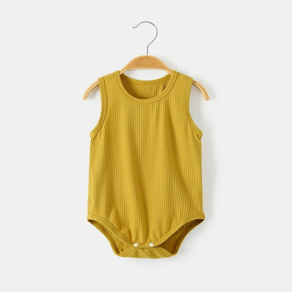 BLCHUNen Baby Bodysuits Sleeveless Crew Neck Stretch Lightweight Lounge Casual Sleep Nightwear Trendy Summer Rompers for Infants